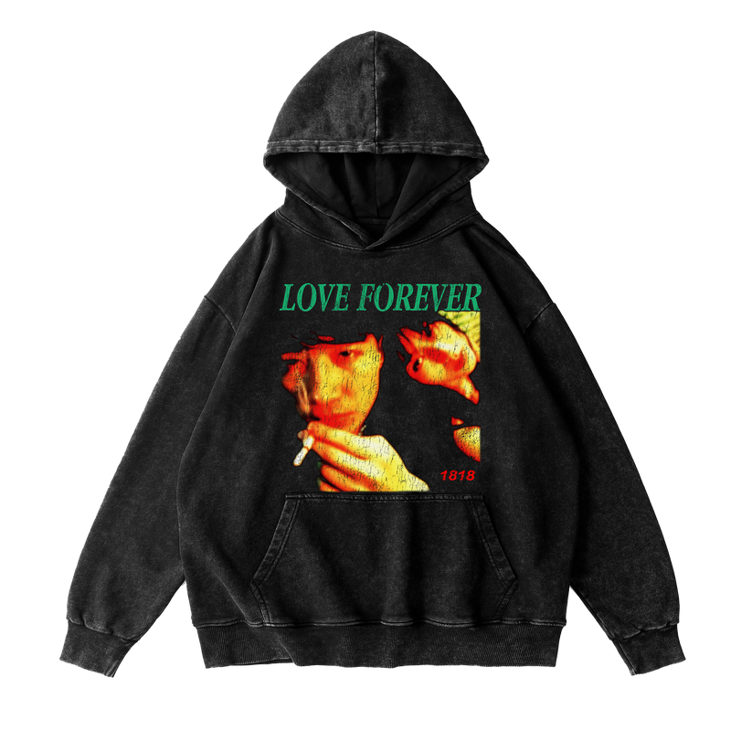 Love Forever Washed Hoodie - Black