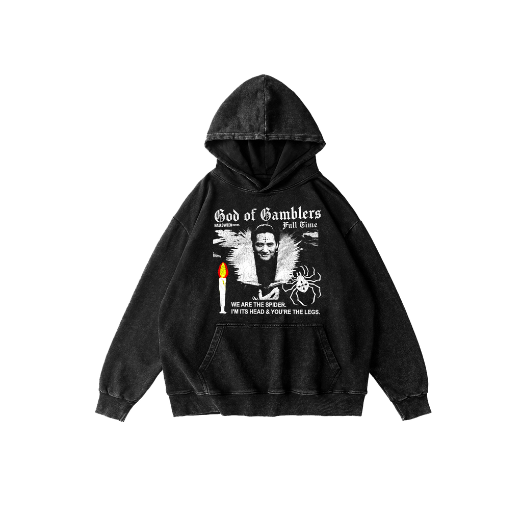 Full Time Gamblers Washed Hoodie - Black (CLOSED)