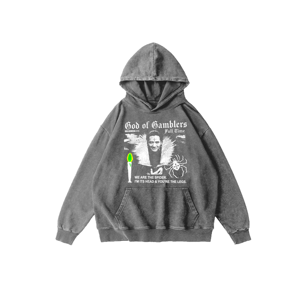 Full Time Gamblers Washed Hoodie - Grey (CLOSED)