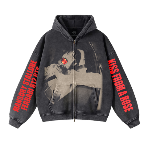 Dog Bite Dog Faded Zip Up Hoodie - Black