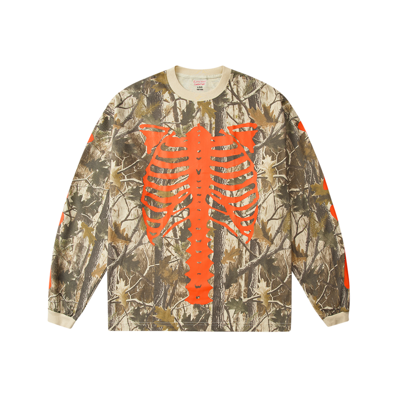 Bootleg Realtree Camo Skeleton Thermal Crew - Orange (New)