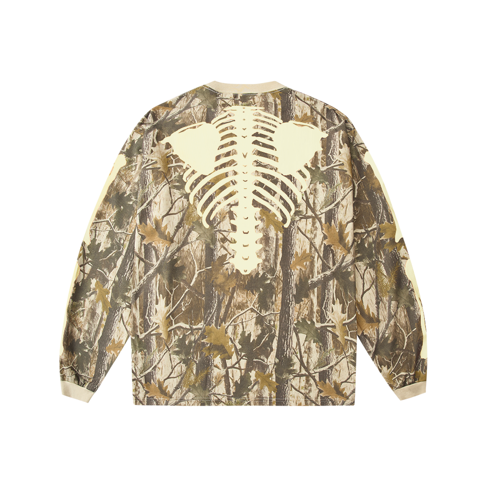 Bootleg Realtree Camo Skeleton Thermal Crew - White (New)