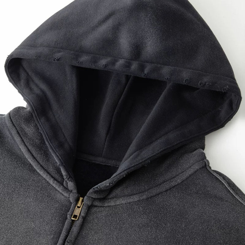 Dog Bite Dog Faded Zip Up Hoodie - Black