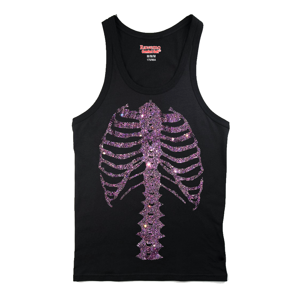 Raw Emotions Rhinestone Skeleton Tank - Pink (New)