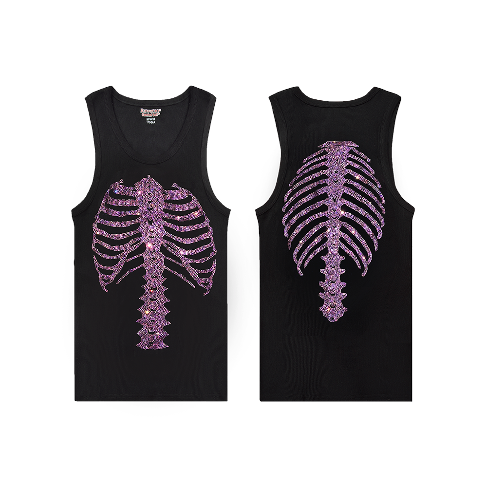 Raw Emotions Rhinestone Skeleton Tank - Pink (New)